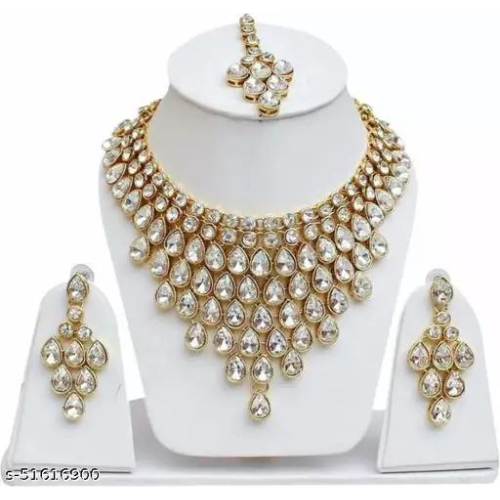 Shahcrafts Offwhite Gold-Plated Western Wear Choker Statement Necklace for Women