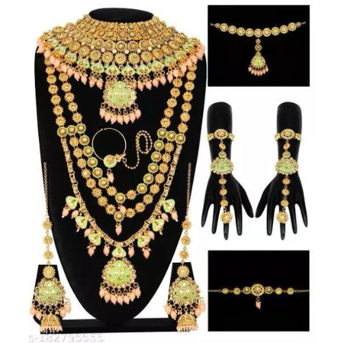 Shahcrafts Indian Traditional Gold Plated Mint Traditional Bridal Jewellery Set