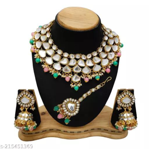 Shahcrafts Glamorous Look Gold Plated Kundan Stone jewellery Set