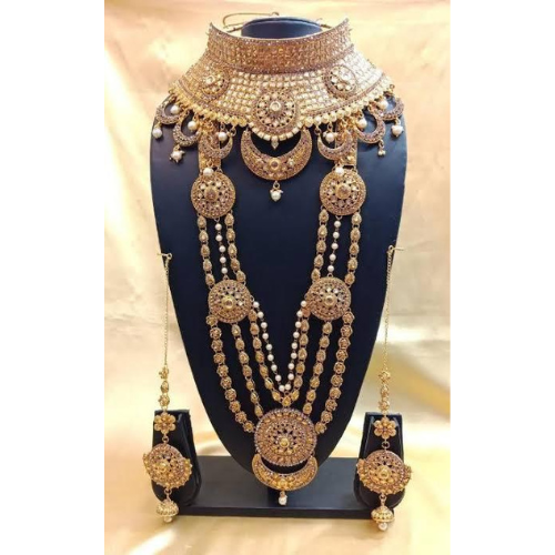 Shahcrafts Jewellery Golden Color Traditional Designer Choker And Long Necklace Latest Bridal Set Collection for Women