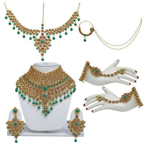 Shahcrafts Gold Plated Kundan Ethnic Bridal Jewellery Set for Women
