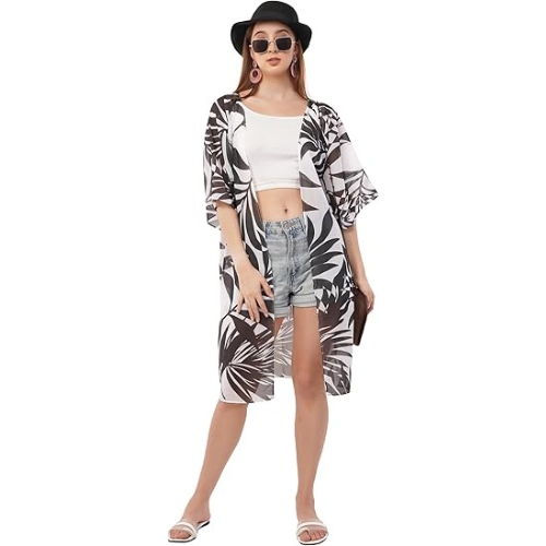 Art Of Creation Cardigan for Women Kimono Swimsuit Coverups 3/4 Sleeve Beach Cover Up Swimwear Open Front For Summer