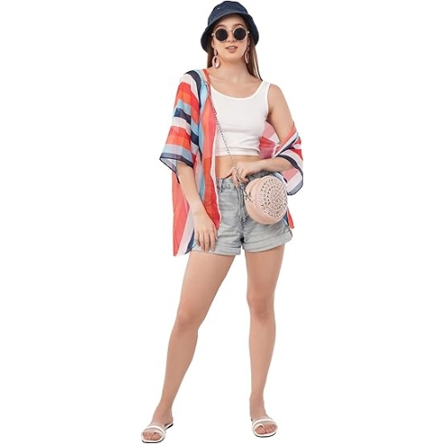 Art Of Creation Cardigan for Women Kimono Swimsuit Coverups 3/4 Sleeve Beach Cover Up Swimwear Open Front For Summer