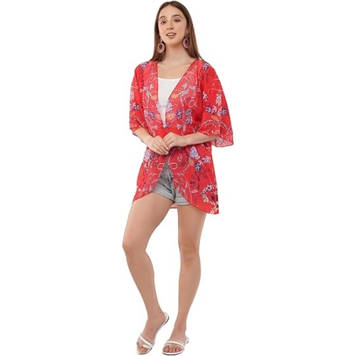 Art Of Creation Cardigan for Women Kimono Swimsuit Coverups 3/4 Sleeve Beach Cover Up Swimwear Open Front For Summer