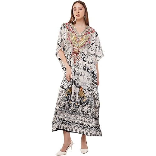 Shah Crafts Kaftan Dress Tunic Long Maxi Kimono Caftan Gown Nightdress Beach Party Casual Dress