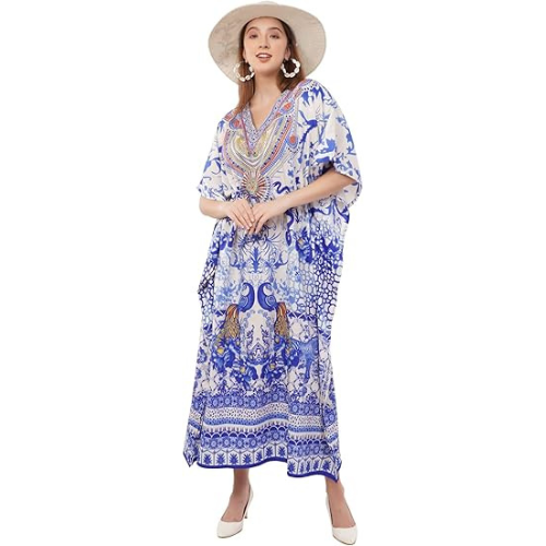Art Of Creation Kaftan Dress Tunic Long Maxi Kimono Caftan Gown Nightdress Beach Party Casual Dress