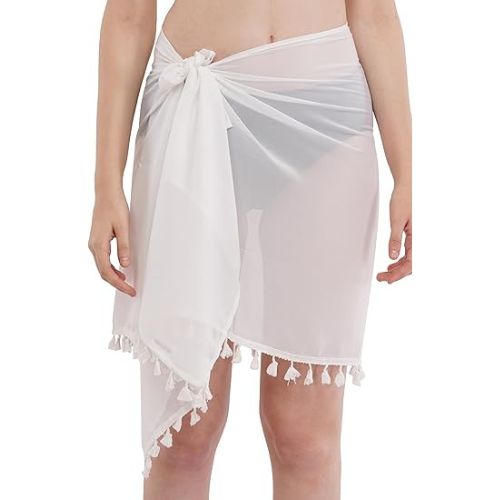 Set of 2 pieces Sarong Wraps For Women Beach Cover Up Skirt Swimsuit Wrap Coverups Combo Black And White